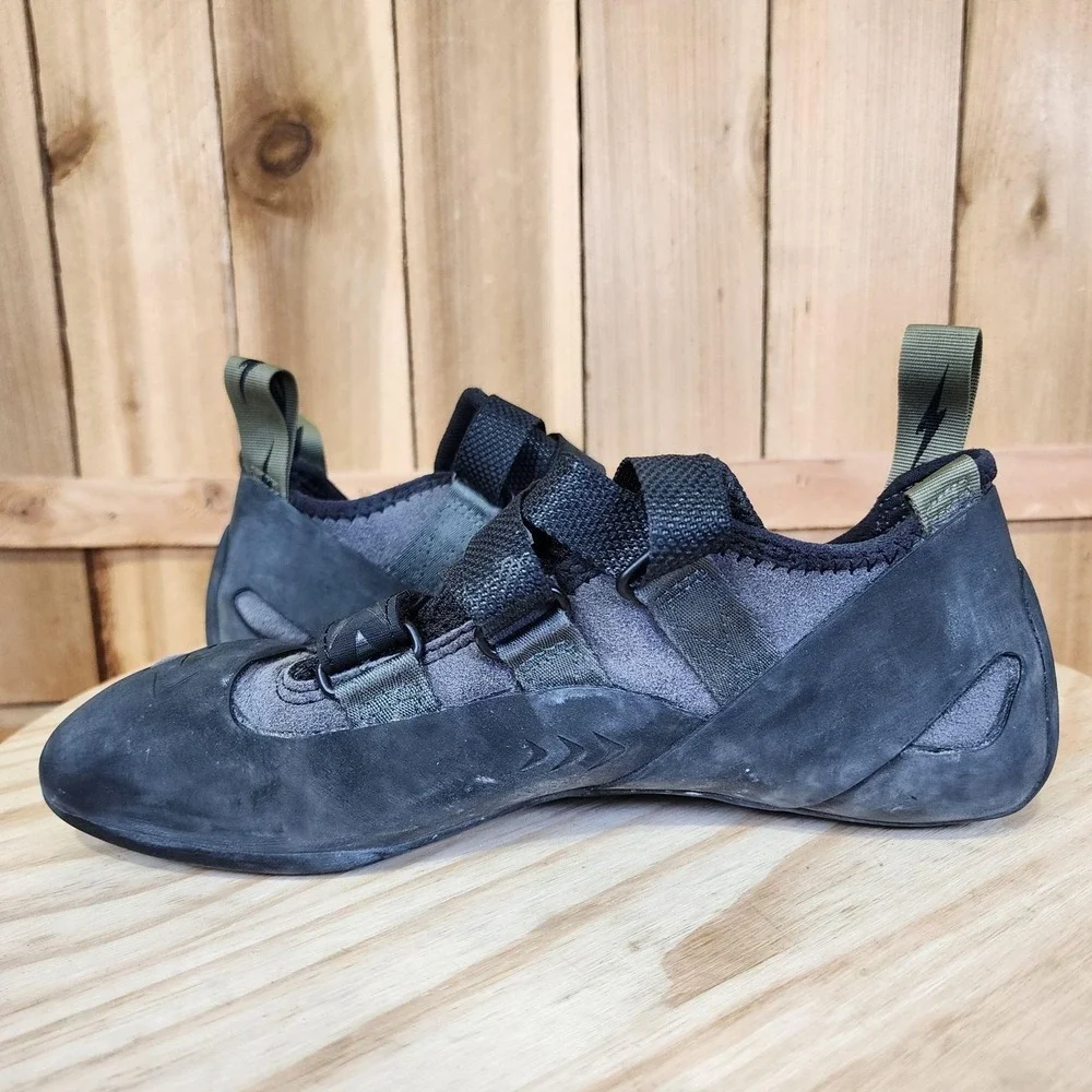 Evolv Kronos Rock Climbing Shoes Mens 9.5 Womens 10.5 Black Strap Closure TRAX